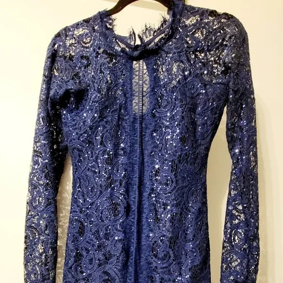 sequin hearts navy blue dress Long sleeve navy blue Sequin Hearts dress size7